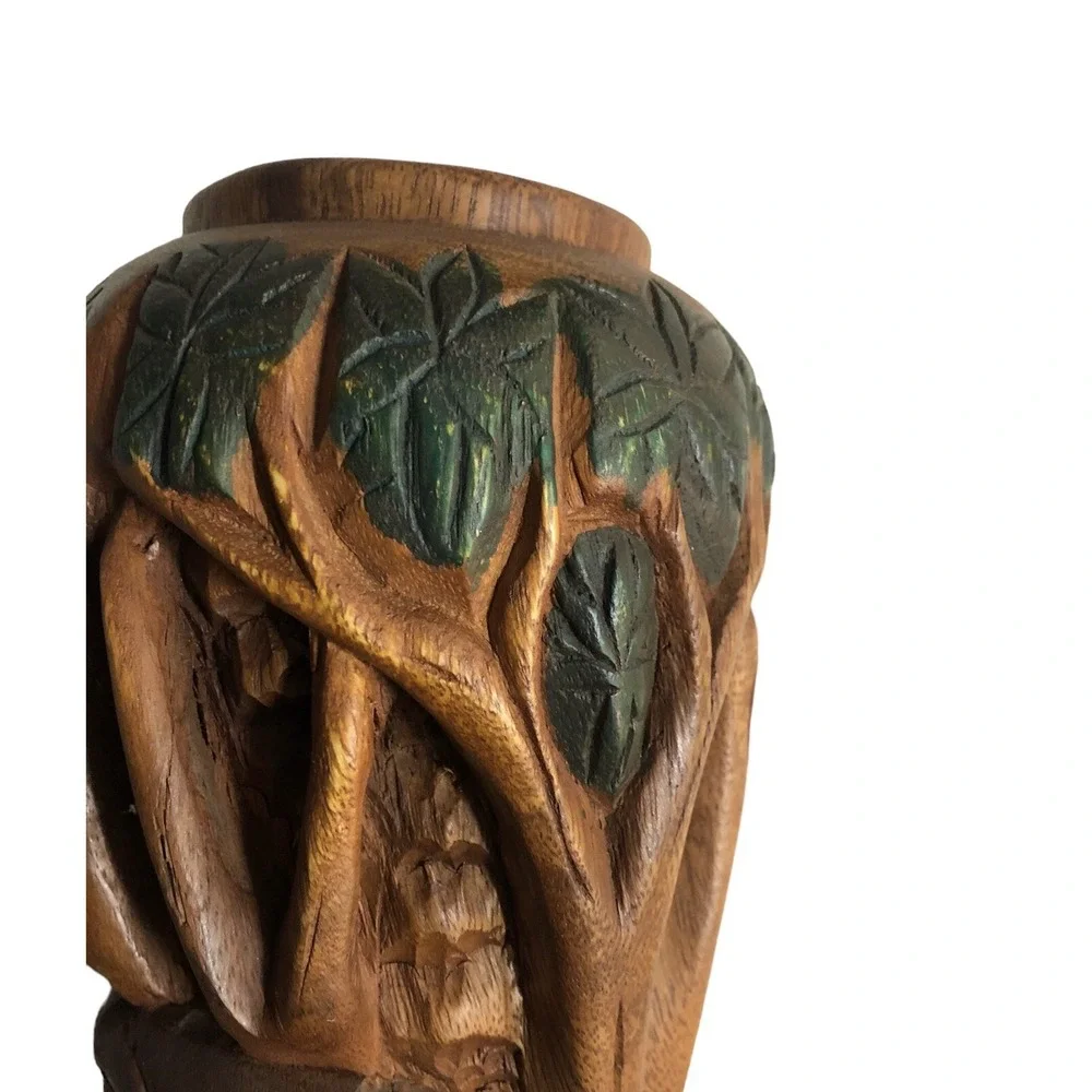 N/A wood vase